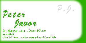 peter javor business card