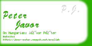 peter javor business card